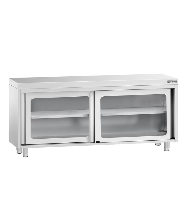 GGM Gastro Stainless Steel Floor Cupboard PREMIUM - 1800x700mm - with Glass Sliding Doors