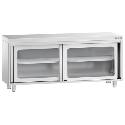 GGM Gastro Stainless Steel Floor Cupboard PREMIUM - 1800x700mm - with Glass Sliding Doors