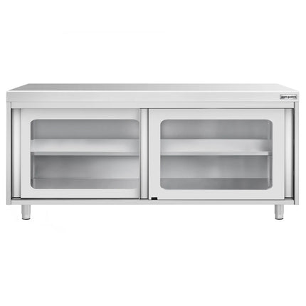 GGM Gastro Stainless Steel Floor Cupboard PREMIUM - 1800x700mm - with Glass Sliding Doors