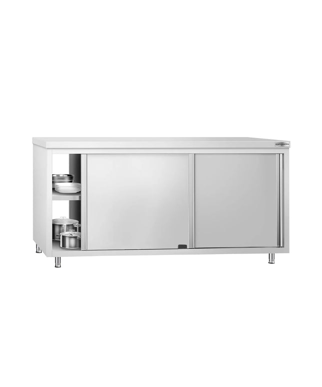 GGM Gastro Stainless Steel Floor Cupboard PREMIUM - 1800x700mm - with Sliding Doors - Pass-Through