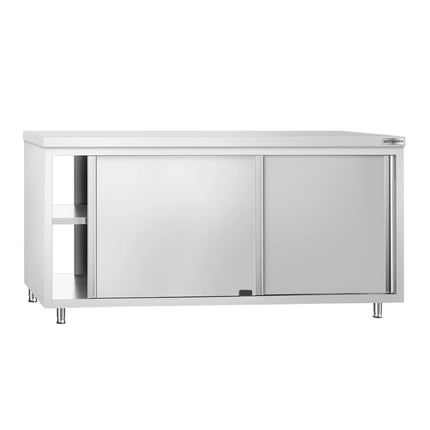 GGM Gastro Stainless Steel Floor Cupboard PREMIUM - 1800x700mm - with Sliding Doors - Pass-Through