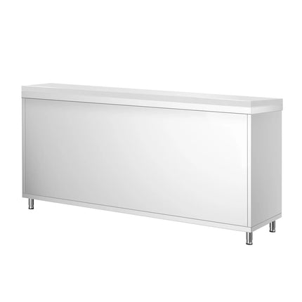 GGM Gastro Stainless Steel Floor Cupboard PREMIUM - 1800x700mm - with Sliding Doors - incl. Chopping Board White