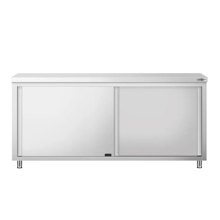 GGM Gastro Stainless Steel Floor Cupboard PREMIUM - 1800x700mm - with Sliding Doors - Pass-Through