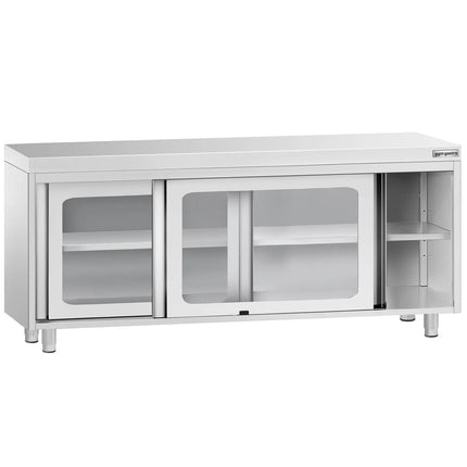 GGM Gastro Stainless Steel Floor Cupboard PREMIUM - 2000x600mm - with Glass Sliding Doors