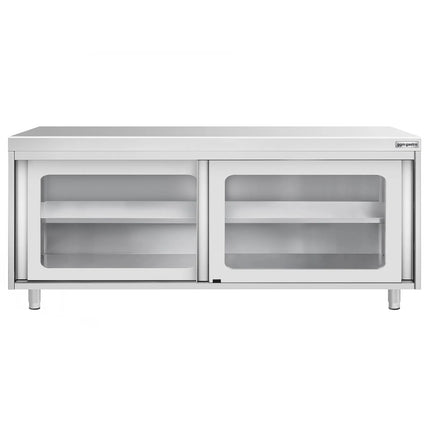 GGM Gastro Stainless Steel Floor Cupboard PREMIUM - 2000x600mm - with Glass Sliding Doors