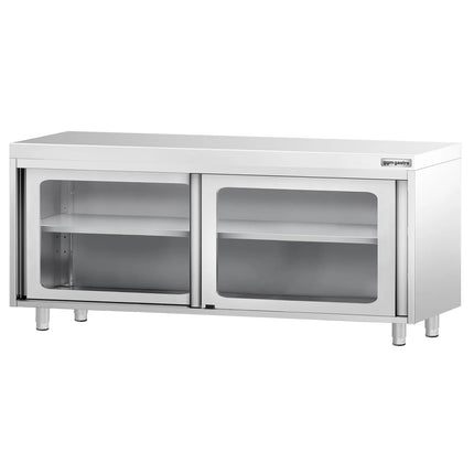 GGM Gastro Stainless Steel Floor Cupboard PREMIUM - 2000x600mm - with Glass Sliding Doors