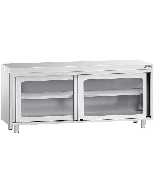 GGM Gastro Stainless Steel Floor Cupboard PREMIUM - 2000x700mm - with Glass Sliding Doors