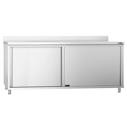GGM Gastro Stainless Steel Floor Cupboard PREMIUM - 2000x700mm - with Sliding Doors & Upstand