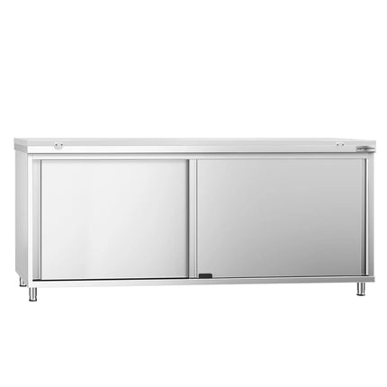 GGM Gastro Stainless Steel Floor Cupboard PREMIUM - 2000x700mm - with Sliding Doors - incl. Chopping Board White