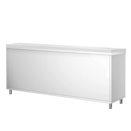 GGM Gastro Stainless Steel Floor Cupboard PREMIUM - 2000x700mm - with Sliding Doors - incl. Chopping Board White
