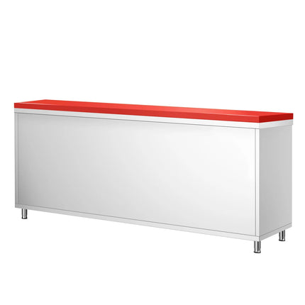 GGM Gastro Stainless Steel Floor Cupboard PREMIUM - 2000x700mm - with Sliding Doors - incl. Chopping Board Red