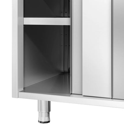 GGM Gastro Stainless Steel Floor Cupboard PREMIUM - 2000x700mm - with Sliding Doors, 3 Drawers right & Upstand
