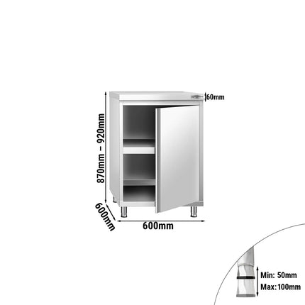 GGM Gastro Stainless Steel Floor Cupboard PREMIUM - 600x600mm - with Hinged Doors
