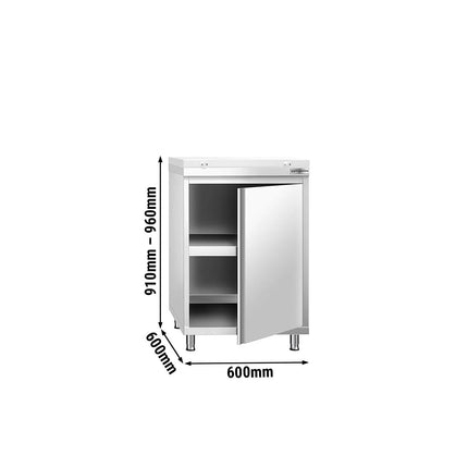 GGM Gastro Stainless Steel Floor Cupboard PREMIUM - 600x600mm - with Hinged Doors - incl. Chopping Board White