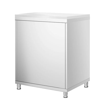 GGM Gastro Stainless Steel Floor Cupboard PREMIUM - 600x600mm - with Hinged Doors - incl. Chopping Board White