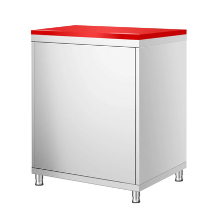 GGM Gastro Stainless Steel Floor Cupboard PREMIUM - 600x600mm - with Hinged Doors - incl. Chopping Board Red