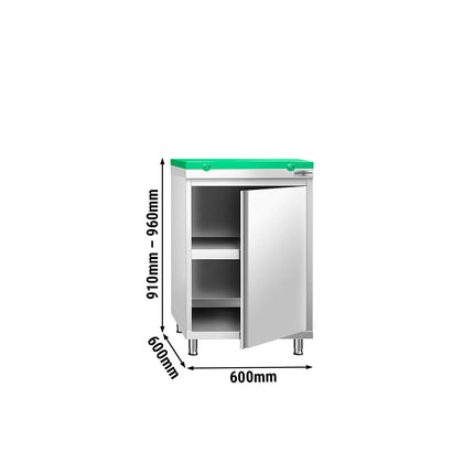 GGM Gastro Stainless Steel Floor Cupboard PREMIUM - 600x600mm - with - incl. Chopping Board Green