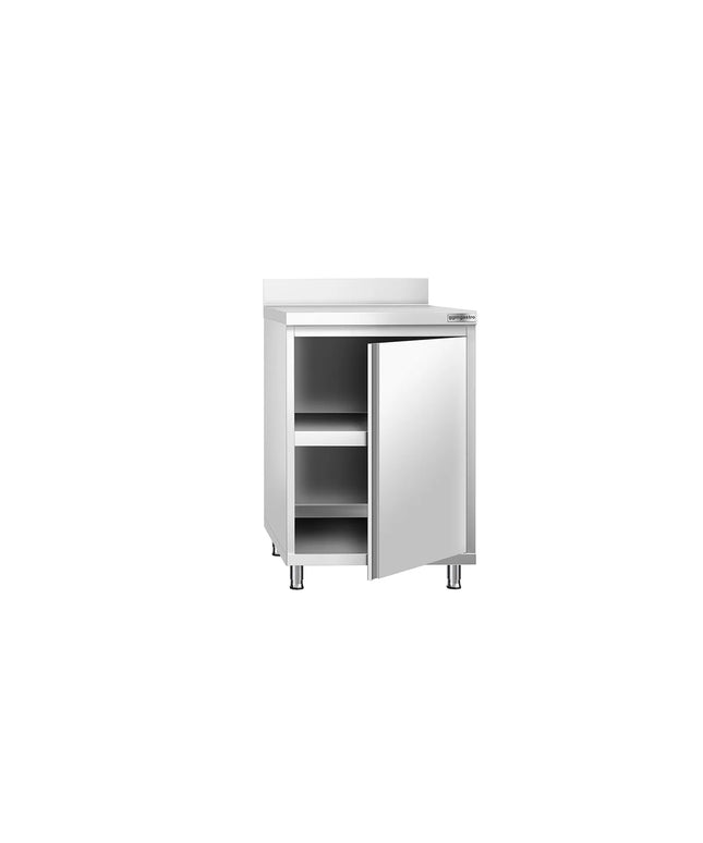 GGM Gastro Stainless Steel Floor Cupboard PREMIUM - 600x700mm - with Hinged Doors & Upstand