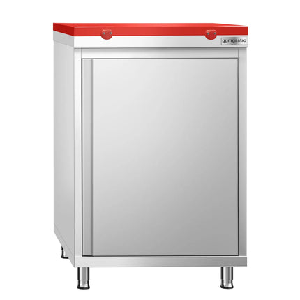GGM Gastro Stainless Steel Floor Cupboard PREMIUM - 600x700mm - with Hinged Door - incl. Chopping Board Red
