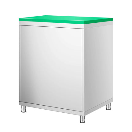 GGM Gastro Stainless Steel Floor Cupboard PREMIUM - 600x700mm - with Hinged Doors - incl. Chopping Board Green