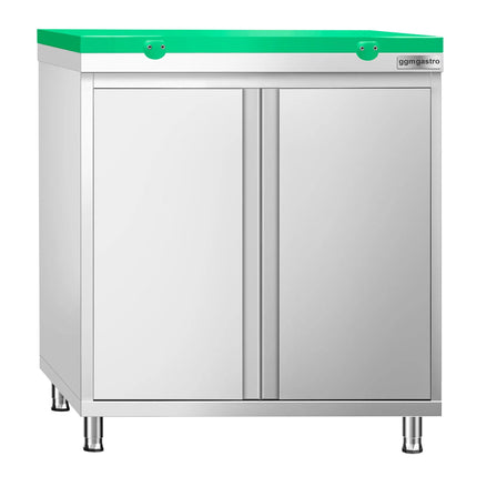 GGM Gastro Stainless Steel Floor Cupboard PREMIUM - 800x600mm - with Double Doors - incl. Chopping Board Green