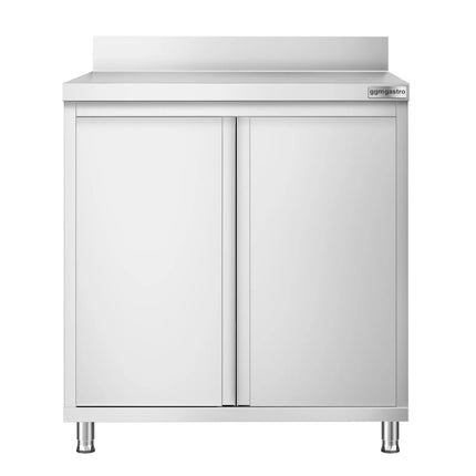 GGM Gastro Stainless Steel Floor Cupboard PREMIUM - 800x600mm - with Double Doors & Upstand