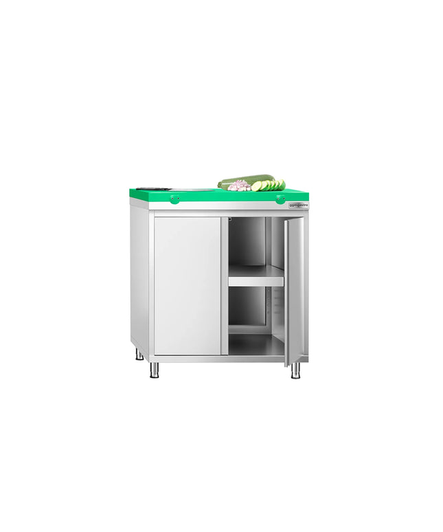 GGM Gastro Stainless Steel Floor Cupboard PREMIUM - 800x700mm - with Double Doors - incl. Chopping Board Green