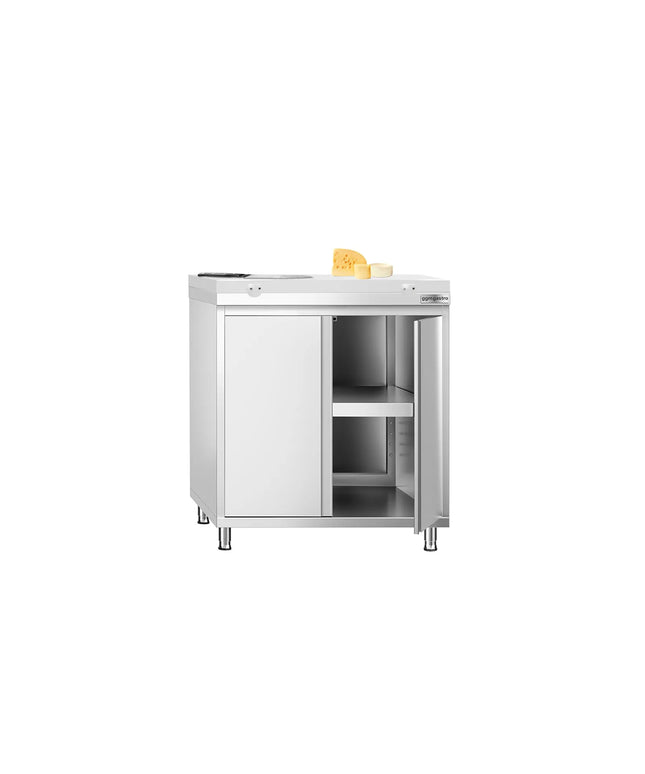 GGM Gastro Stainless Steel Floor Cupboard PREMIUM - 800x700mm - with Double Doors - incl. Chopping Board White
