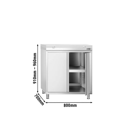 GGM Gastro Stainless Steel Floor Cupboard PREMIUM - 800x700mm - with Double Doors - incl. Chopping Board White