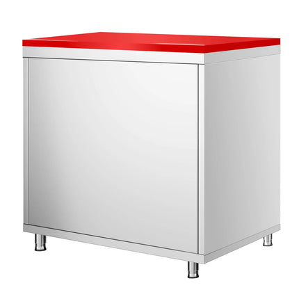 GGM Gastro Stainless Steel Floor Cupboard PREMIUM - 800x700mm - with Double Doors - incl. Chopping Board Red