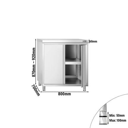 GGM Gastro Stainless Steel Floor Cupboard PREMIUM - 800x700mm - with Hinged Doors