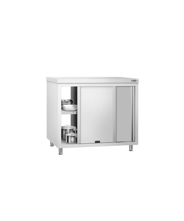 GGM Gastro Stainless Steel Floor Cupboard PREMIUM - Pass-Through - 1000x700mm - with Sliding Doors