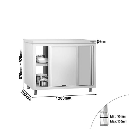 GGM Gastro Stainless Steel Floor Cupboard PREMIUM - Pass-Through - 1200x700mm - with Sliding Doors