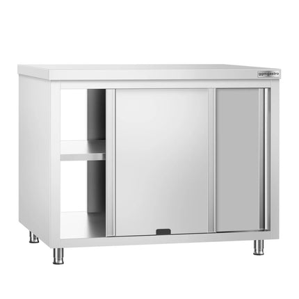 GGM Gastro Stainless Steel Floor Cupboard PREMIUM - with Sliding Doors - Pass-Through - 1200x600mm