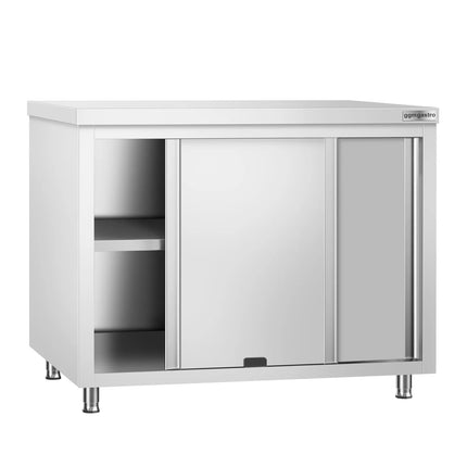 GGM Gastro Stainless Steel Floor Cupboard PREMIUM - with Sliding Doors - Pass-Through - 1200x600mm