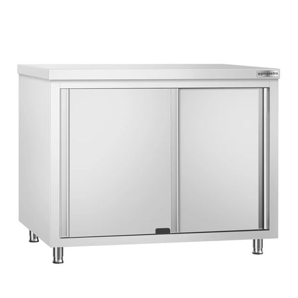GGM Gastro Stainless Steel Floor Cupboard PREMIUM - with Sliding Doors - Pass-Through - 1200x600mm