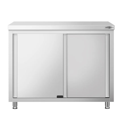 GGM Gastro Stainless Steel Floor Cupboard PREMIUM - with Sliding Doors - Pass-Through - 1200x600mm