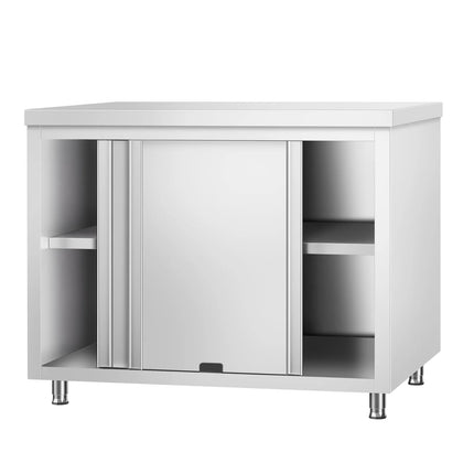 GGM Gastro Stainless Steel Floor Cupboard PREMIUM - with Sliding Doors - Pass-Through - 1200x600mm