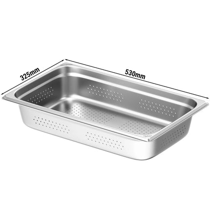 GGM Gastro Stainless Steel Gastronorm Pan GN 1/1 - perforated - Depth: 100mm