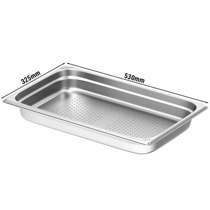 GGM Gastro Stainless Steel Gastronorm Pan GN 1/1 - perforated - Depth: 65mm