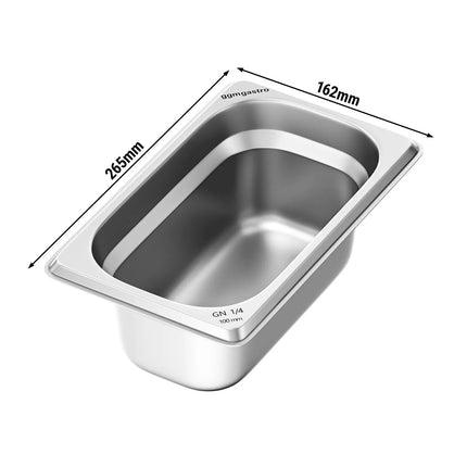GGM Gastro Stainless Steel Gastronorm Pan GN 1/4 - Depth: 100mm