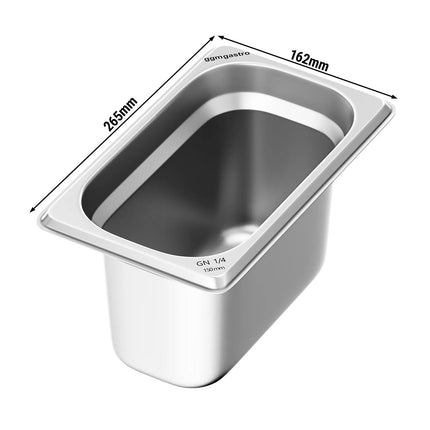 GGM Gastro Stainless Steel Gastronorm Pan GN 1/4 - Depth: 150mm