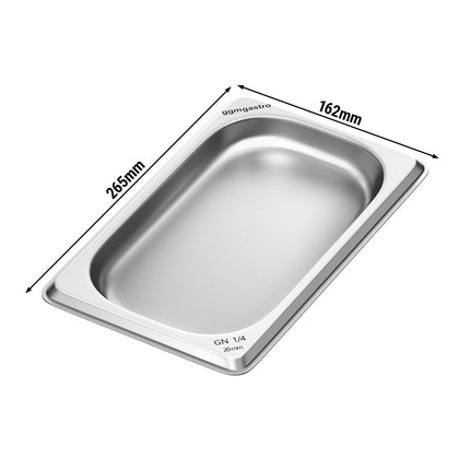 GGM Gastro Stainless Steel Gastronorm Pan GN 1/4 - Depth: 20mm
