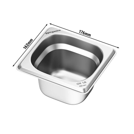 GGM Gastro Stainless Steel Gastronorm Pan GN 1/6 - Depth: 100mm