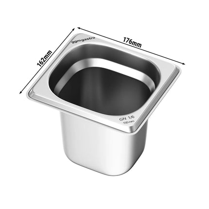 GGM Gastro Stainless Steel Gastronorm Pan GN 1/6 - Depth: 150mm