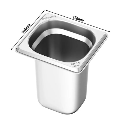 GGM Gastro Stainless Steel Gastronorm Pan GN 1/6 - Depth: 200mm