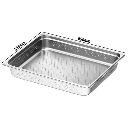 GGM Gastro Stainless Steel Gastronorm Pan GN 2/1 - perforated - Depth: 100mm