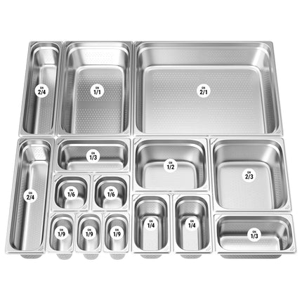 GGM Gastro Stainless Steel Gastronorm Pan GN 2/1 - perforated - Depth: 200mm