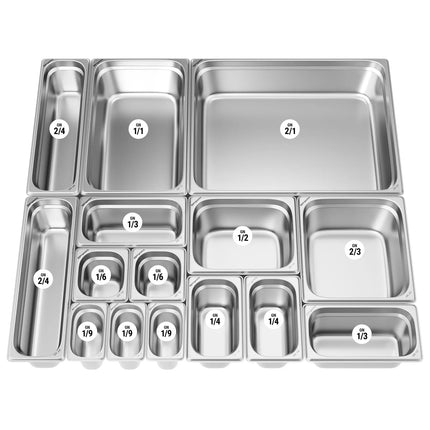 GGM Gastro Stainless Steel Gastronorm Pan GN 2/4 - Depth: 65mm