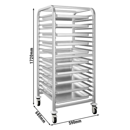 GGM Gastro Stainless Steel Gastronorm Racking Trolley - 17-Level - for 17 x GN 2/1 Trays